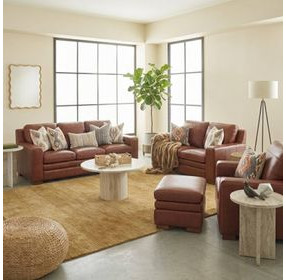 Ellery Brown Auburn Leather Living Room Set