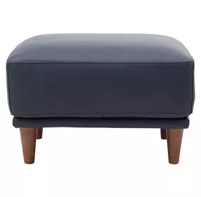 Beckett Midnight Blue Leather Upholstered Rectangular Ottoman