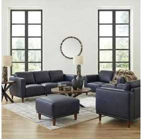 Beckett Midnight Blue Leather Living Room Set