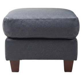 Traverse Ocean Blue Leather Upholstered Rectangular Ottoman
