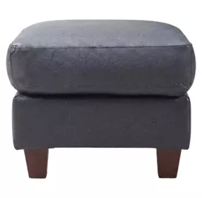Traverse Ocean Blue Leather Upholstered Rectangular Ottoman
