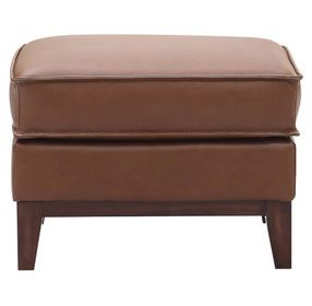 Weston Highland Saddle Leather Upholstered Rectangular Ottoman