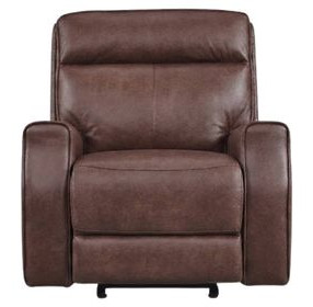 Sydney Brown Heritage Leather Glider Power Recliner with Power Headrest and USB Charging