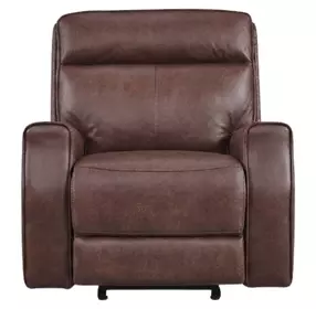 Sydney Brown Heritage Leather Glider Power Recliner with Power Headrest and USB Charging