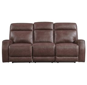 Sydney Brown Heritage Leather 84" Zero Gravity Power Reclining Sofa with Power Headrest and USB Charging