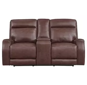 Sydney Brown Heritage Leather 73" Zero Gravity Power Reclining Console Loveseat with Power Headrest and USB Charging