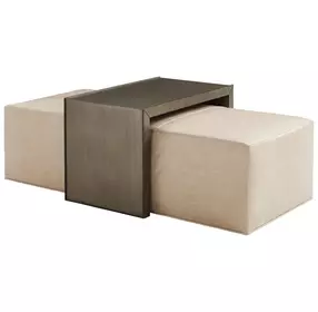 Savona Ariana Ariana Leatherand Brown Leather Upholstered Rectangular Cocktail Ottoman with Slide