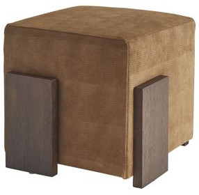 Sunset Key Hamden Brown Leather Upholstered Square Ottoman