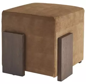 Sunset Key Hamden Brown Leather Upholstered Square Ottoman