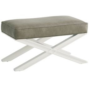 Vaughan Avondale Gray Leather Upholstered Rectangular Ottoman