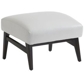Palm Desert Cream Leather Upholstered Rectangular Covina Ottoman