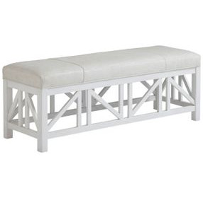 Ocean Breeze Birkdale Ivory Leather Upholstered 55" Bed Bench