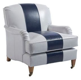 Sydney Blue and Gray Leather Upholstered Chair