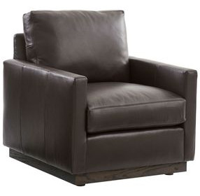 Meadow View Brown Leather Upholstered Swivel Accent Chair by Barclay Butera