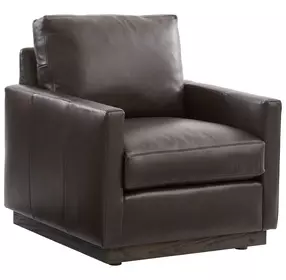Meadow View Brown Leather Upholstered Swivel Accent Chair by Barclay Butera