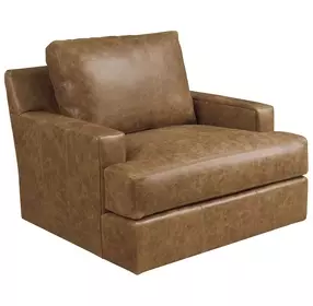Millington Brown Leather Upholstered Accent Chair by Barclay Butera