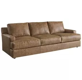 Millington Brown Leather 95" Sofa by Barclay Butera