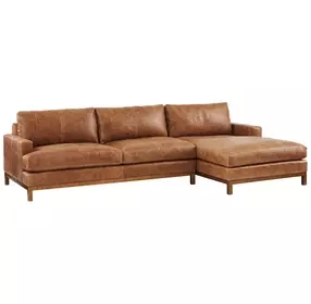 Horizon Calais Brass 110" Leather Upholstered LAF Sectional