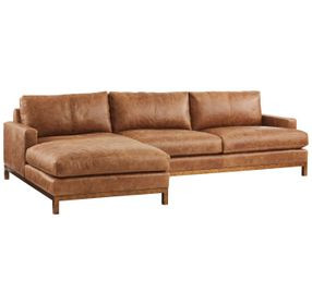 Horizon Calais Brass 110" Leather Upholstered RAF Sectional