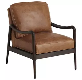 Leblanc Camel Leather Upholstered Chair