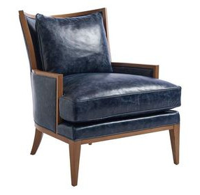 Atwood Blue Leather Upholstered Chair