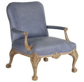 Hollis Blue Leather Upholstered Chair