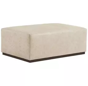 Sterling Beige Leather Upholstered Rectangular Cocktail Ottoman by Barclay Butera