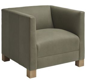Chandler Green Leather Upholstered Accent Chair by Barclay Butera