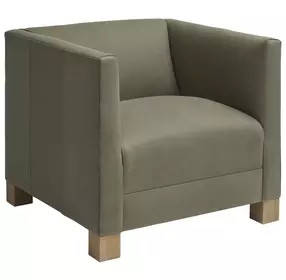 Chandler Green Leather Upholstered Accent Chair by Barclay Butera