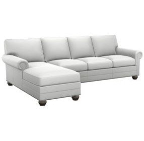 Braxton Gray Leather 2 Piece Modular Sectional with Nailhead Trim