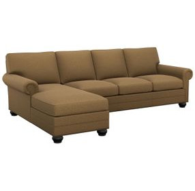 Braxton Camel Leather 2 Piece Modular Sectional with Nailhead Trim