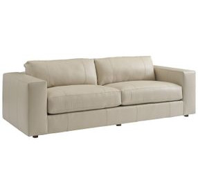 Key Biscayne Granville Ivory Leather 94" Sofa