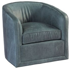 Los Altos Colton Blue Leather Upholstered Swivel Chair