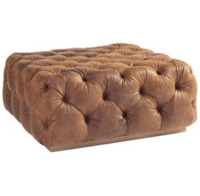 Los Altos Laurel Brown Leather Upholstered Square Ottoman