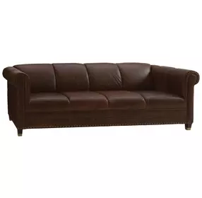 Springfield Carlyle Brown Leather 102" Sofa with Nailhead Trim