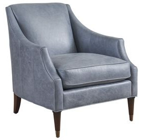 Rendezvous Blue Leather Upholstered Kerney Accent Chair