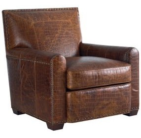 Stirling Park Brown Leather Upholstered Accent Chair with Nailhead Trim
