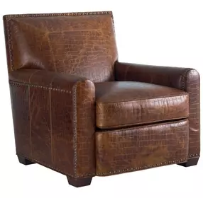 Stirling Park Brown Leather Upholstered Accent Chair with Nailhead Trim