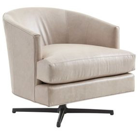 Graves Beige and Charcoal Leather Upholstered Swivel Chair