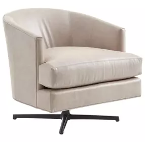 Graves Beige and Charcoal Leather Upholstered Swivel Chair