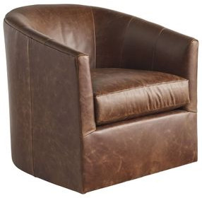 Sunset Key Candice Brown Leather Upholstered Swivel Chair