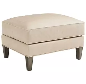 Turin Ariana Beige Leather Upholstered Rectangular Ottoman