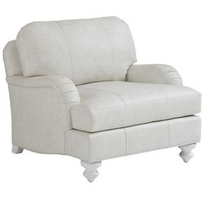 Ocean Breeze White Leather Upholstered Gilmore Accent Chair