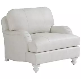 Ocean Breeze White Leather Upholstered Gilmore Accent Chair