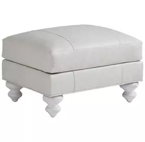 Ocean Breeze Cream Leather Upholstered Rectangular Gilmore Ottoman