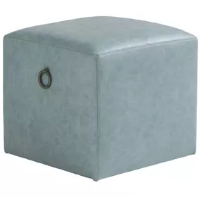 Ocean Breeze Blue Leather Upholstered Square Jupiter Ottoman