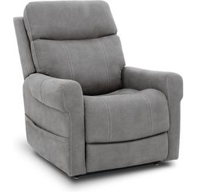 Lloyd Stonewash Dove Performance Fabric Power Lift Recliner with Power Lumbar and USB Charging