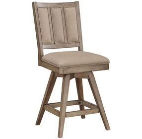 Logans Point Beige High Back Swivel Upholstered Counter Height Stool