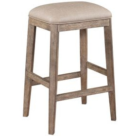 Logans Point Beige Upholstered Saddle Backless Barstool