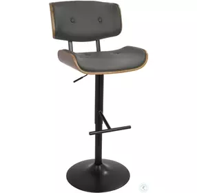 Lombardi Walnut And Gray Adjustable Bar Stool